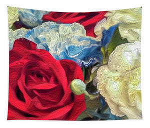 Red White and Blue Floral - Tapestry