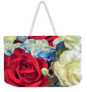 Red White and Blue Floral - Weekender Tote Bag