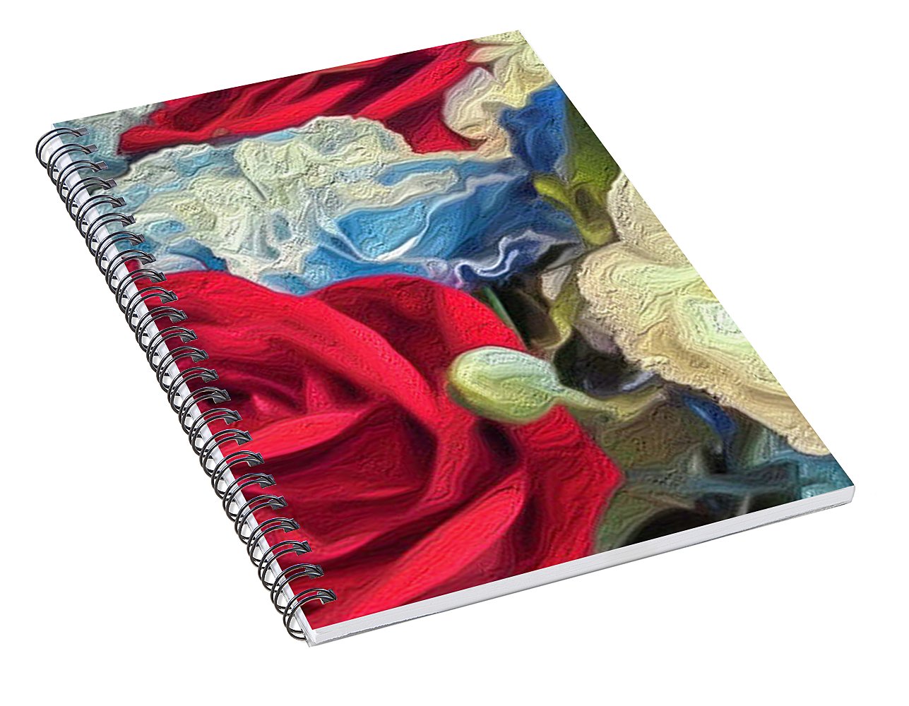 Red White and Blue Floral - Spiral Notebook