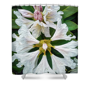 Rhododendron Flowers - Stylized - Shower Curtain