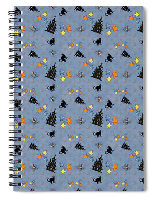 Scaredy Cat - Blue Pattern - Spiral Notebook