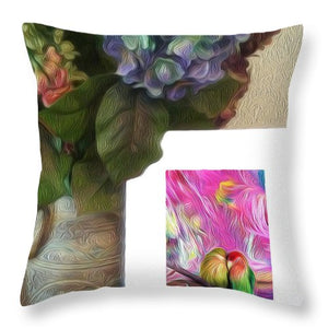 Two Birds on a Branch Picture in a Picture - Throw Pillow