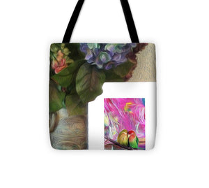 Two Birds on a Branch Picture in a Picture - Tote Bag