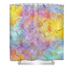 White Chamomile Flowers - Shower Curtain